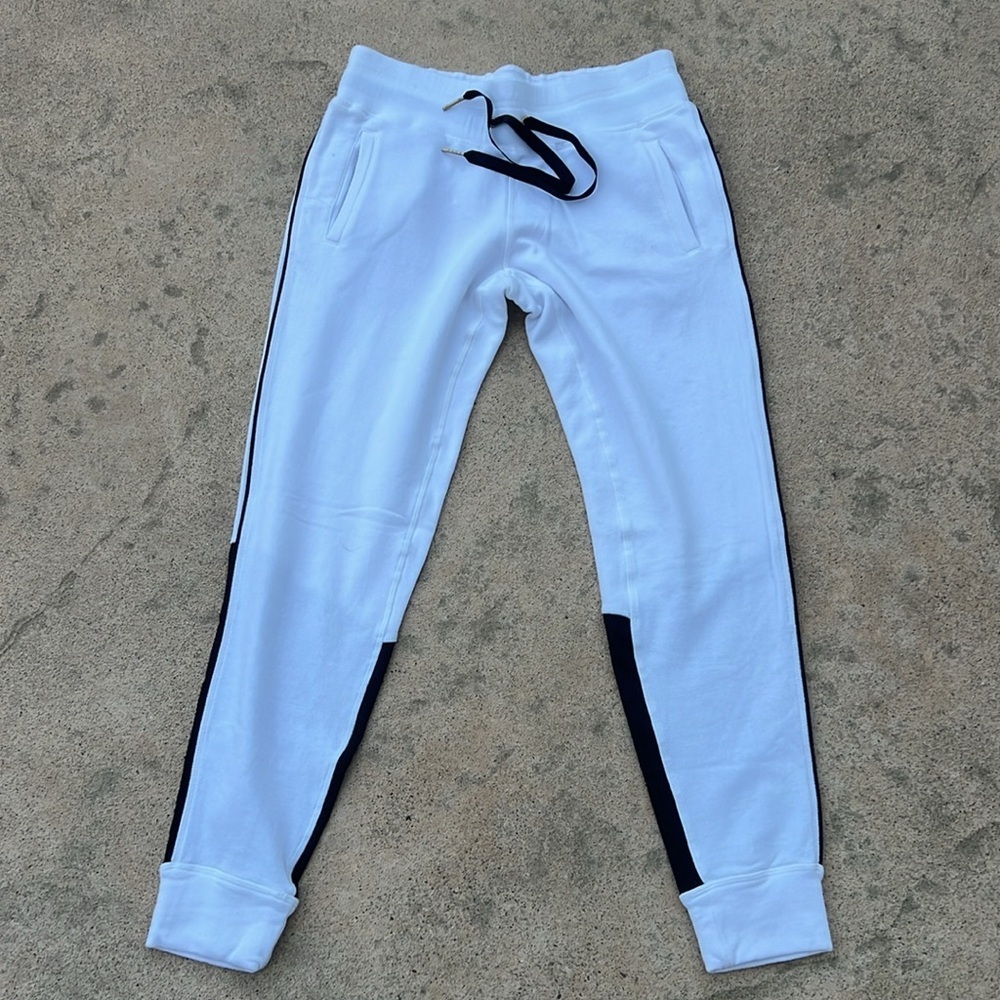 Alala White Track Jogger w Black Stripe and Black Mesh on Calf Women's Size S